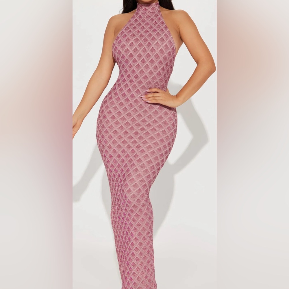 Fashion Nova Elegant Pink Textured Women's Dress